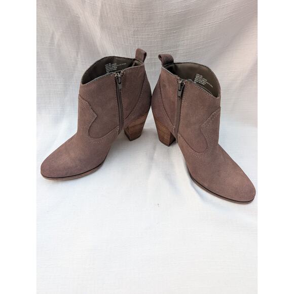 Steve Madden Womens Cian Ankle Bootie Sz 8 Taupe Suede Fringe Block Heel Western - Picture 5 of 7